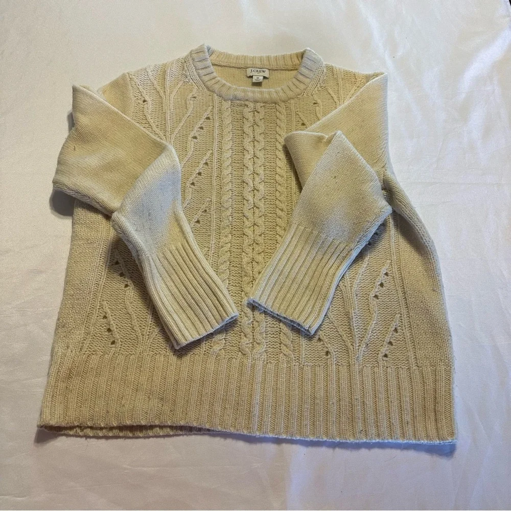 J. Crew Cream Cable Crewneck Sweater